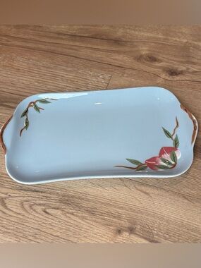 Vintage Weil Ware Mango Hand Painted Ceramic Rectangle Platter Mid-Century